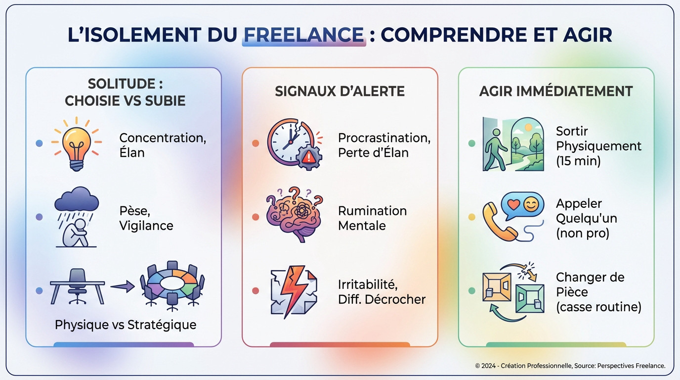 Freelance travaillant seul face à l'isolement, cherchant à sortir de sa solitude